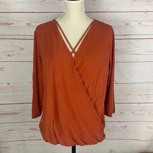 Pleione Rusty Orange 3/4 Sleeve Top